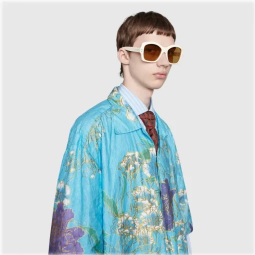 Gucci Eyewear Gucci - Square Acetate Sunglasses - Ivory Gold Details - - Avvenice