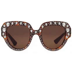 Gucci Eyewear Gucci - Square Frame Acetate Sunglasses with Heart Crystalss -Tortoiseshell Acetate - - Avvenice