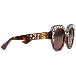 Gucci Eyewear Gucci - Square Frame Acetate Sunglasses with Heart Crystalss -Tortoiseshell Acetate - - Avvenice