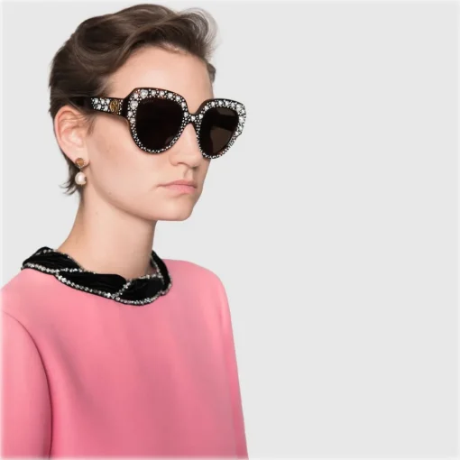 Gucci Eyewear Gucci - Square Frame Acetate Sunglasses with Heart Crystalss -Tortoiseshell Acetate - - Avvenice
