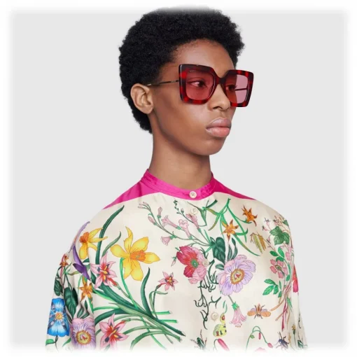 Gucci Eyewear Gucci - Square Frame Sunglasses - Red and Black Tortoiseshell - - Avvenice