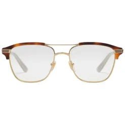 Gucci Eyewear Gucci - Square Metal Glasses - Gold with Turtle Acetate Detail - - Avvenice