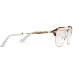 Gucci Eyewear Gucci - Square Metal Glasses - Gold with Turtle Acetate Detail - - Avvenice