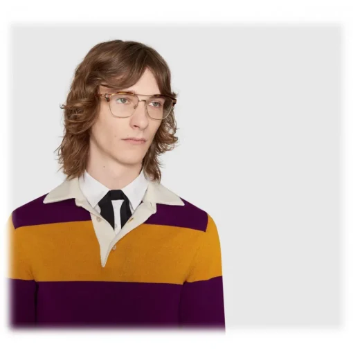 Gucci Eyewear Gucci - Square Metal Glasses - Gold with Turtle Acetate Detail - - Avvenice