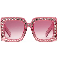 Gucci Eyewear Gucci - Square Oversize Acetate Sunglasses - Pink with Crystals - - Avvenice^ Sunglasses & Eyewear