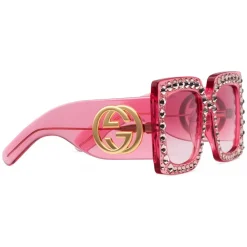 Gucci Eyewear Gucci - Square Oversize Acetate Sunglasses - Pink with Crystals - - Avvenice^ Sunglasses & Eyewear