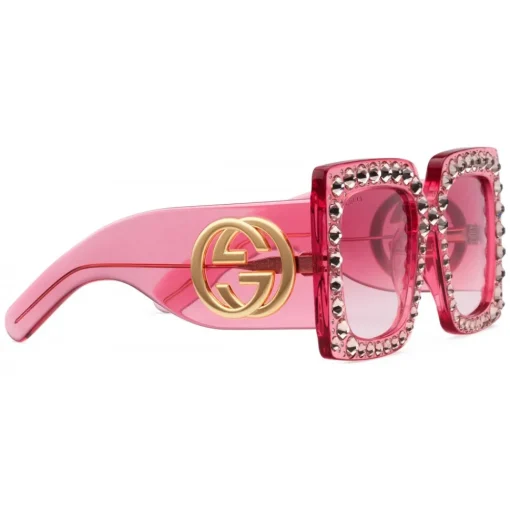 Gucci Eyewear Gucci - Square Oversize Acetate Sunglasses - Pink with Crystals - - Avvenice^ Sunglasses & Eyewear