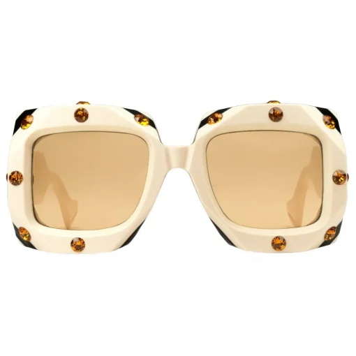 Gucci Eyewear Gucci - Square Oversize Sunglasses with Swarovski Crystals - White - - Avvenice