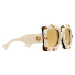 Gucci Eyewear Gucci - Square Oversize Sunglasses with Swarovski Crystals - White - - Avvenice