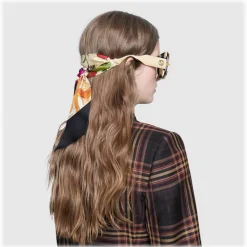 Gucci Eyewear Gucci - Square Oversize Sunglasses with Swarovski Crystals - White - - Avvenice