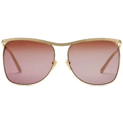 Gucci Eyewear Gucci - Square-Frame Sunglasses - Gold Burgundy - - Avvenice