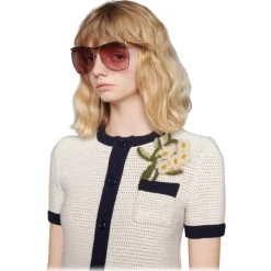 Gucci Eyewear Gucci - Square-Frame Sunglasses - Gold Burgundy - - Avvenice