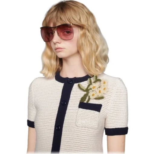 Gucci Eyewear Gucci - Square-Frame Sunglasses - Gold Burgundy - - Avvenice