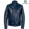 Hettabretz - Crocodile Niloticus Biker Jacket with Silk Lining - Blue - Italian Handmade Jacket - Luxury High Quality Leather - Avvenice^ Jackets