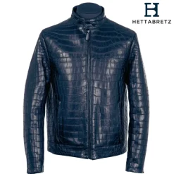 Hettabretz - Crocodile Niloticus Biker Jacket with Silk Lining - Blue - Italian Handmade Jacket - Luxury High Quality Leather - Avvenice^ Jackets