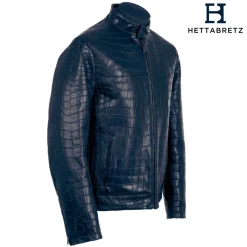 Hettabretz - Crocodile Niloticus Biker Jacket with Silk Lining - Blue - Italian Handmade Jacket - Luxury High Quality Leather - Avvenice^ Jackets