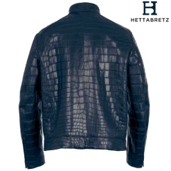 Hettabretz - Crocodile Niloticus Biker Jacket with Silk Lining - Blue - Italian Handmade Jacket - Luxury High Quality Leather - Avvenice^ Jackets