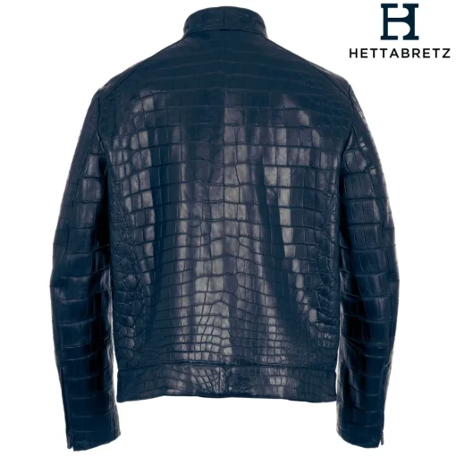 Hettabretz - Crocodile Niloticus Biker Jacket with Silk Lining - Blue - Italian Handmade Jacket - Luxury High Quality Leather - Avvenice^ Jackets