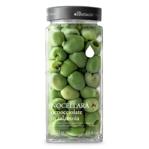 Il Bottaccio - Pitted Nocellara Green Olives in Brine - Italian - High Quality - 550 gr - Avvenice^ Preserved Foods | Truffles