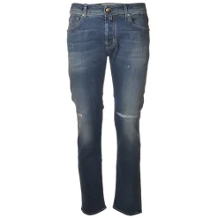 Jacob Coh\u00ebn Jacob Cohën - 5 Pockets Jeans Slim Fit with Rips - Light Denim - Trousers - Made in Italy - Luxury Exclusive Collection - Avvenice