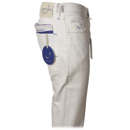 Jacob Coh\u00ebn Jacob Cohën - 5-Pocket Trousers Straight Leg - Optical White - Trousers - Made in Italy - Luxury Exclusive Collection - Avvenice