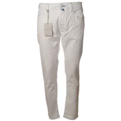 Jacob Coh\u00ebn Jacob Cohën - 5-Pocket Trousers Straight Leg - Optical White - Trousers - Made in Italy - Luxury Exclusive Collection - Avvenice