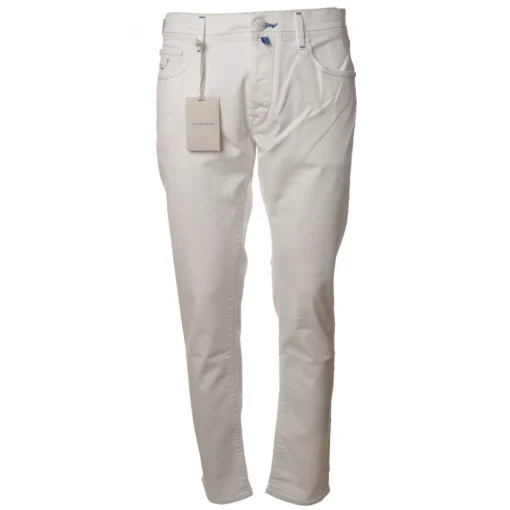 Jacob Coh\u00ebn Jacob Cohën - 5-Pocket Trousers Straight Leg - Optical White - Trousers - Made in Italy - Luxury Exclusive Collection - Avvenice
