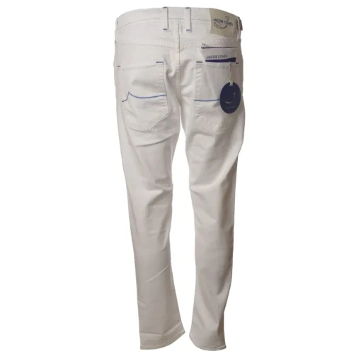 Jacob Coh\u00ebn Jacob Cohën - 5-Pocket Trousers Straight Leg - Optical White - Trousers - Made in Italy - Luxury Exclusive Collection - Avvenice