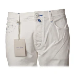 Jacob Coh\u00ebn Jacob Cohën - 5-Pocket Trousers Straight Leg - Optical White - Trousers - Made in Italy - Luxury Exclusive Collection - Avvenice