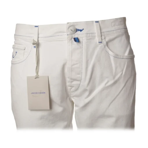 Jacob Coh\u00ebn Jacob Cohën - 5-Pocket Trousers Straight Leg - Optical White - Trousers - Made in Italy - Luxury Exclusive Collection - Avvenice