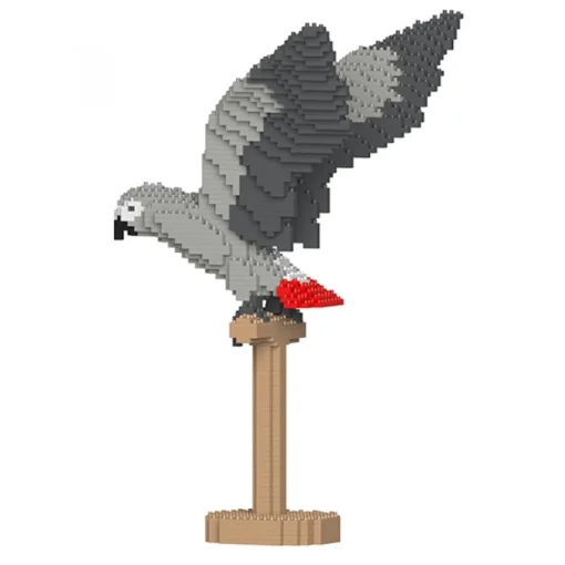 Jekca - African Grey 02S - Lego - Sculpture - Construction - 4D - Brick Animals - Toys - Avvenice
