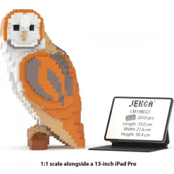 Jekca - Barn Owl 01 - Big - Lego - Sculpture - Construction - 4D - Brick Animals - Toys - Avvenice