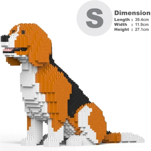 Jekca - Beagle 02 - Lego - Sculpture - Construction - 4D - Brick Animals - Toys - Avvenice^ Games