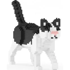 Jekca - Black and White Cat Mini 01 - Big - Lego - Sculpture - Construction - 4D - Brick Animals - Toys - Avvenice^ Games