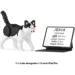 Jekca - Black and White Cat Mini 01 - Big - Lego - Sculpture - Construction - 4D - Brick Animals - Toys - Avvenice^ Games