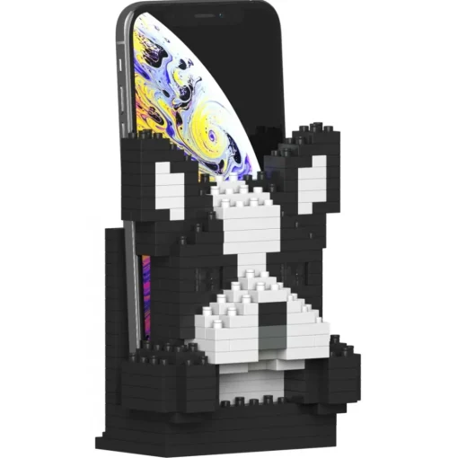 Jekca - Boston Terrier Phone Stand 01S - Lego - Sculpture - Construction - 4D - Brick Animals - Toys - Avvenice^ Games