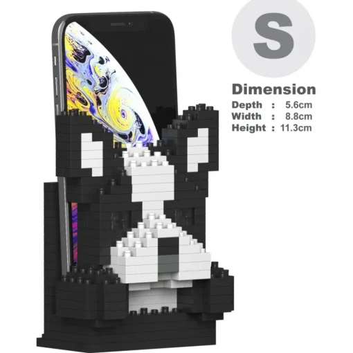 Jekca - Boston Terrier Phone Stand 01S - Lego - Sculpture - Construction - 4D - Brick Animals - Toys - Avvenice^ Games