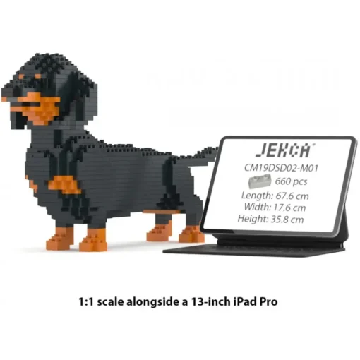 Jekca - Dachshund 02-M01 - Big - Lego - Sculpture - Construction - 4D - Brick Animals - Toys - Avvenice^ Games