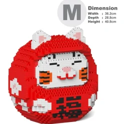 Jekca - Daruma Maneki Neko 01-M02 - Big - Lego - Sculpture - Construction - 4D - Brick Animals - Toys - Avvenice^ Games
