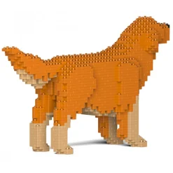 Jekca - Golden Retriever 02-M02 - Big - Lego - Sculpture - Construction - 4D - Brick Animals - Toys - Avvenice