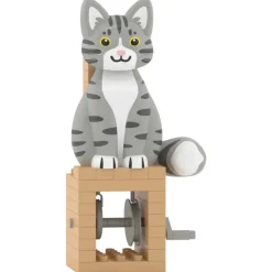 Jekca - Grey Tabby Cat - Automata - Lego - Sculpture - Construction - 4D - Brick Animals - Toys - Avvenice^ Games