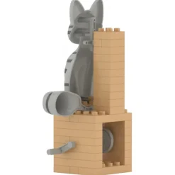 Jekca - Grey Tabby Cat - Automata - Lego - Sculpture - Construction - 4D - Brick Animals - Toys - Avvenice^ Games