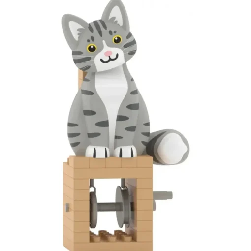 Jekca - Grey Tabby Cat - Automata - Lego - Sculpture - Construction - 4D - Brick Animals - Toys - Avvenice^ Games