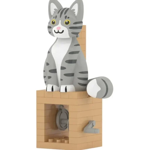 Jekca - Grey Tabby Cat - Automata - Lego - Sculpture - Construction - 4D - Brick Animals - Toys - Avvenice^ Games