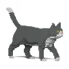 Jekca - Grey Tuxedo Cat 02S - Lego - Sculpture - Construction - 4D - Brick Animals - Toys - Avvenice^ Games