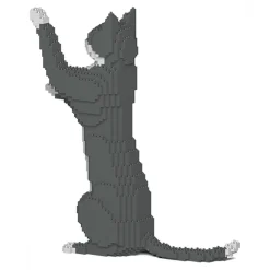 Jekca - Grey Tuxedo Cat 05S - Lego - Sculpture - Construction - 4D - Brick Animals - Toys - Avvenice^ Games
