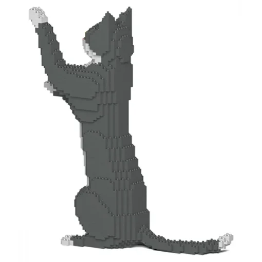 Jekca - Grey Tuxedo Cat 05S - Lego - Sculpture - Construction - 4D - Brick Animals - Toys - Avvenice^ Games