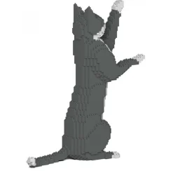 Jekca - Grey Tuxedo Cat 05S - Lego - Sculpture - Construction - 4D - Brick Animals - Toys - Avvenice^ Games