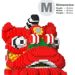Jekca - Lion Dance Head 01 - Big - Lego - Sculpture - Construction - 4D - Brick Animals - Toys - Avvenice^ Games