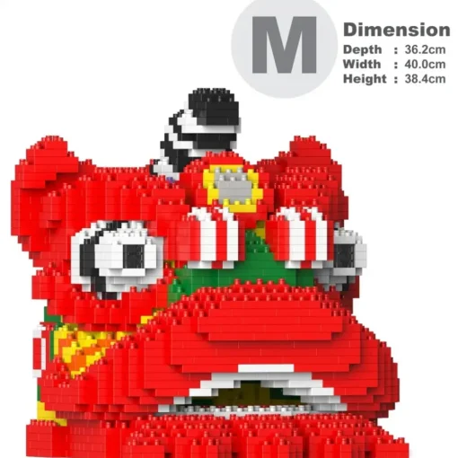 Jekca - Lion Dance Head 01 - Big - Lego - Sculpture - Construction - 4D - Brick Animals - Toys - Avvenice^ Games